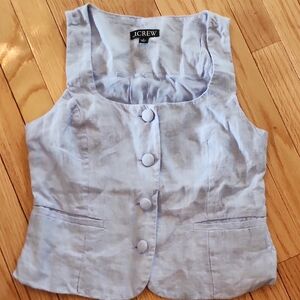 J. Crew Sky Blue Buttoned 100% Linen Vest